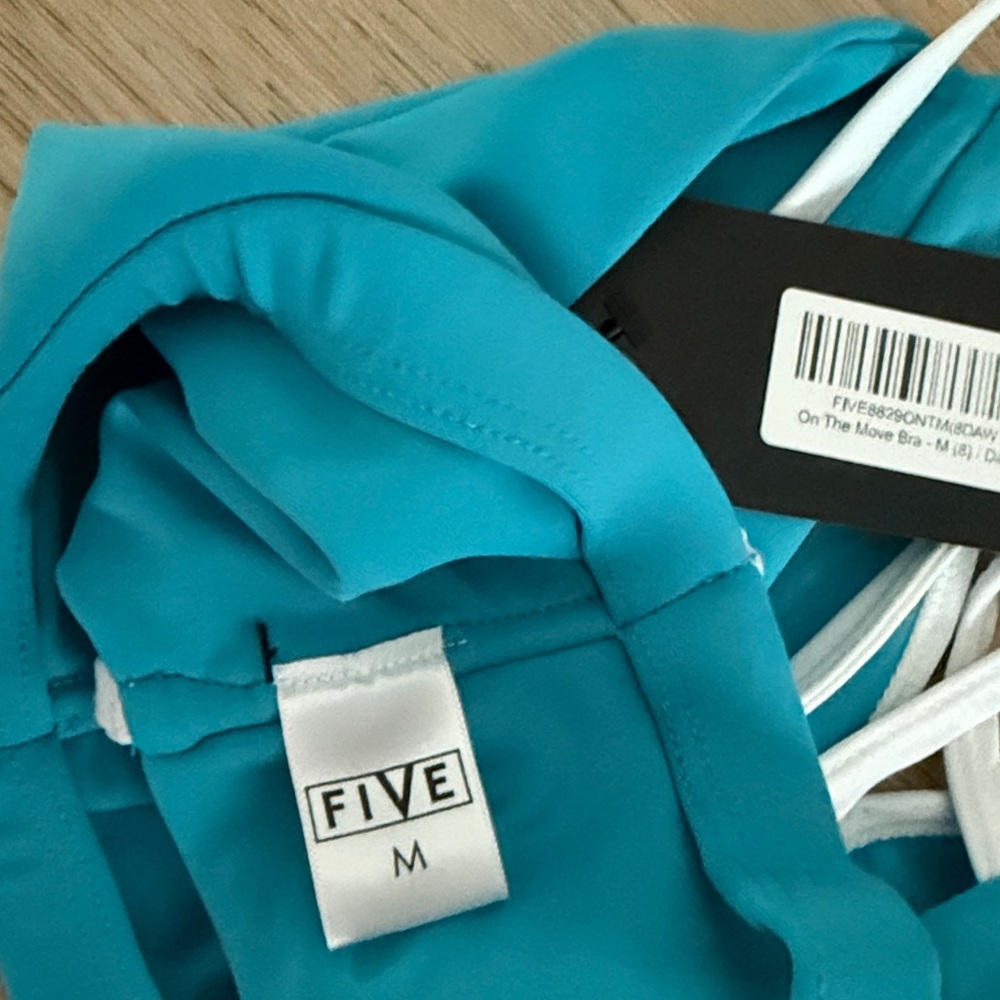 NWT Five the label On The Move Bra Blue and White Strappy Dance Top size M - Picture 4 of 4